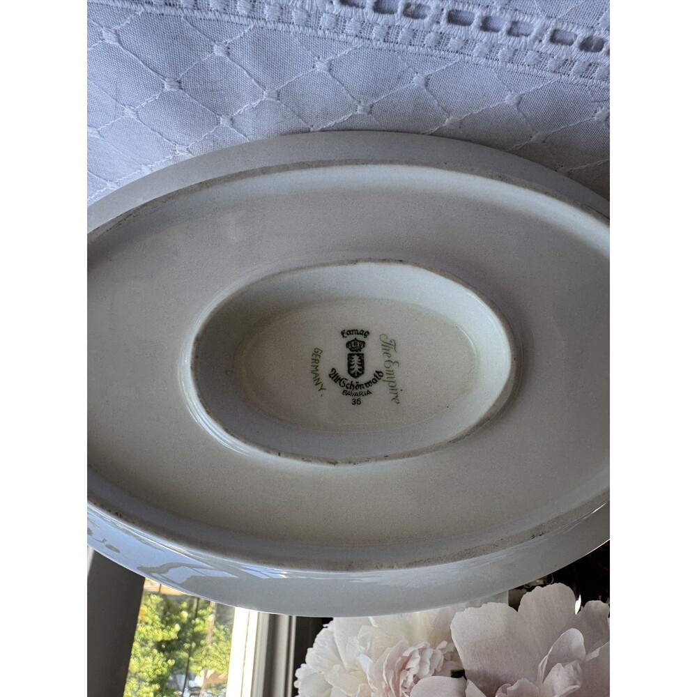 EAMAG Schönwald Bavaria the Empire Porcelain Gravy Boat Underplate Gold Gilt - Picture 11 of 16